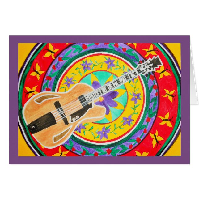 Gitarren-und Mandala-Aquarell (Vorderseite (Horizontal))