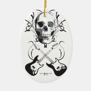 Gitarren-und Schädel-Entwurf Keramikornament