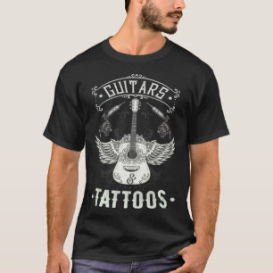 Gitarren und Tattoos Vintage-Gitarrist tätowierter T-Shirt