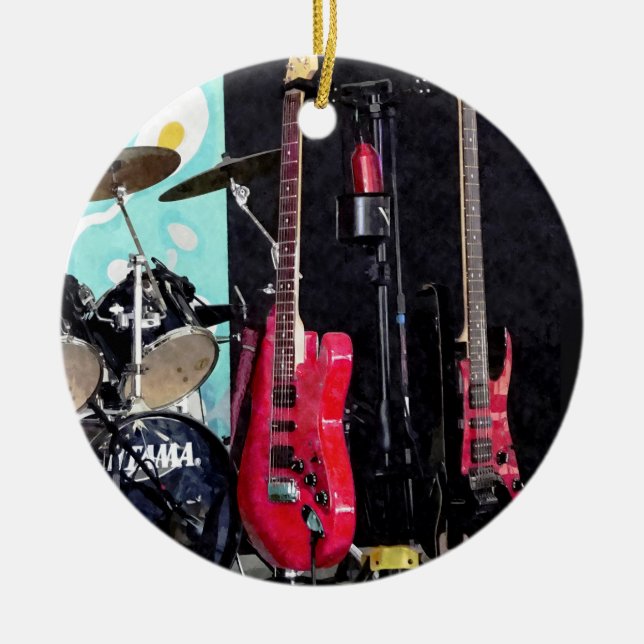 Gitarren und Trommeln Keramik Ornament (Vorne)