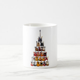 Gitarren-Weihnachtsbaum-Lichter Rock-Musik Kaffeetasse
