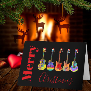 Gitarren Weihnachtsmusik Jazzy Colorful Feiertagskarte