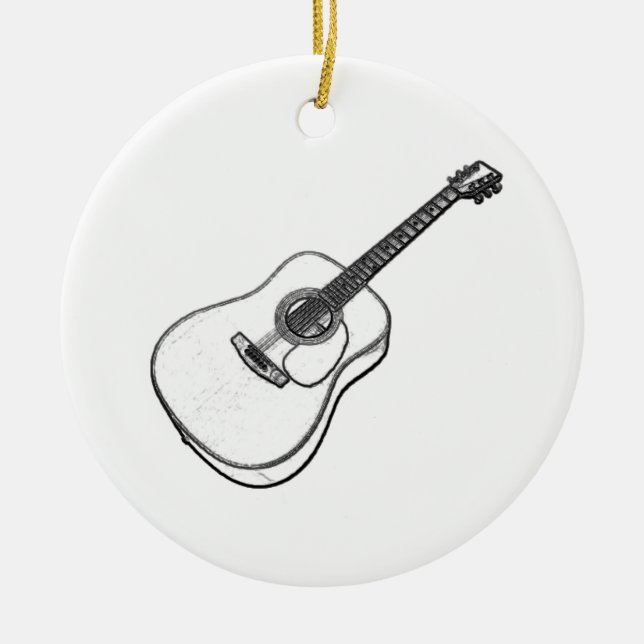 Gitarren-Zeichnen Keramik Ornament (Vorne)