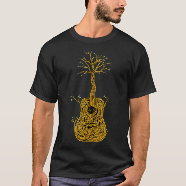 Gitarrenbaum des Lebens Gitarrenspieler T-Shirt (Vorderseite)
