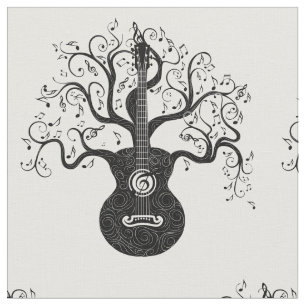 Gitarrenbaum und Musiknote Stoff