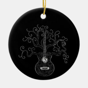 Gitarrenbaum und Musiknoten Keramik Ornament