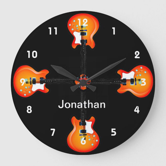 Gitarrendesign Wall Clock Große Wanduhr (Vorderseite)