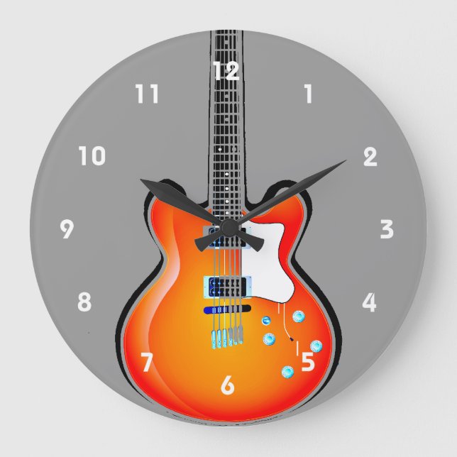 Gitarrendesign-Wall-Uhr Große Wanduhr (Vorderseite)