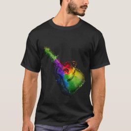 Gitarrenfarbenes Spritzer Design T-Shirt