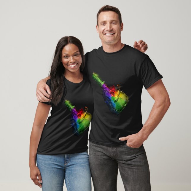 Gitarrenfarbenes Spritzer Design T-Shirt (Unisex)