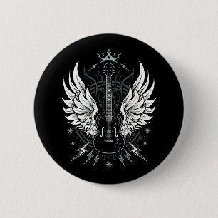 Gitarrenflügel Vintage Retro-Musik Button