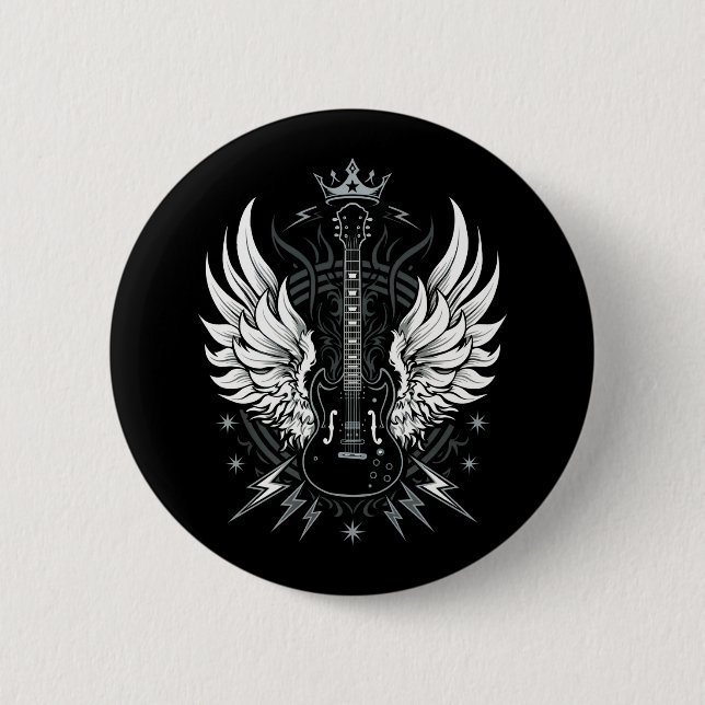 Gitarrenflügel Vintage Retro-Musik Button (Vorderseite)