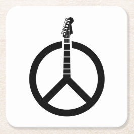 Gitarrenfriedenszeichen Rechteckiger Pappuntersetzer