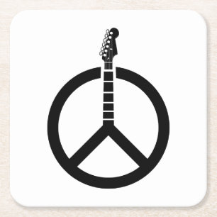 Gitarrenfriedenszeichen Rechteckiger Pappuntersetzer