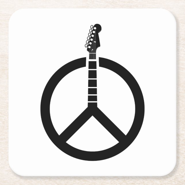 Gitarrenfriedenszeichen Rechteckiger Pappuntersetzer (Vorderseite)