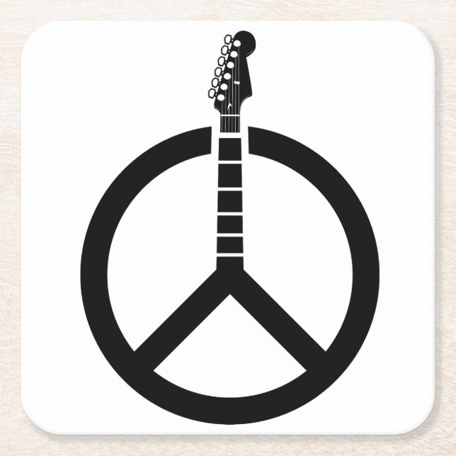 Gitarrenfriedenszeichen Rechteckiger Pappuntersetzer (Vorderseite)