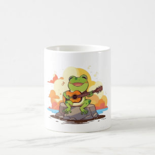 Gitarrenfrosch Sonnenuntergang Kawaii Musik Design Kaffeetasse