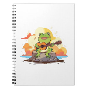 Gitarrenfrosch Sonnenuntergang Kawaii Musikdesign Notizblock