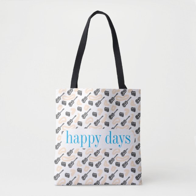 Gitarrenfunkmuster Happy D Custom Tote Bag (Vorderseite)