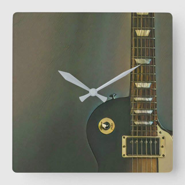 Gitarrengeschenke für ihn quadratische wanduhr (Vorderseite)