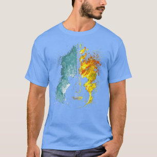 Gitarrengitarrist E-Gitarre Feuer und Eismuse T-Shirt