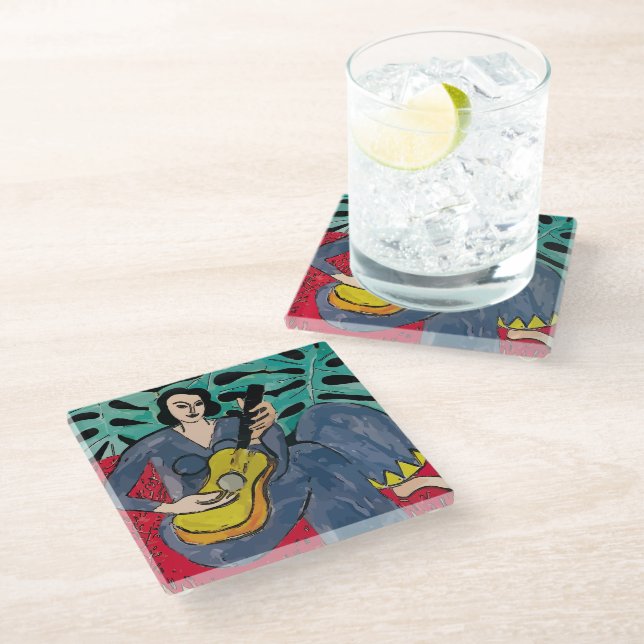 Gitarrenglas-Untersetzer Glasuntersetzer (Schrägansicht)