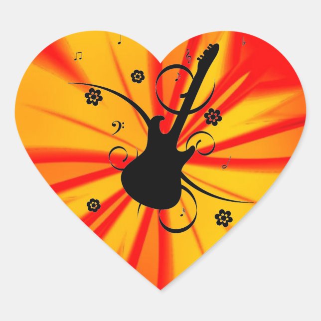 Gitarrenheart-Sticker Herz-Aufkleber (Vorderseite)