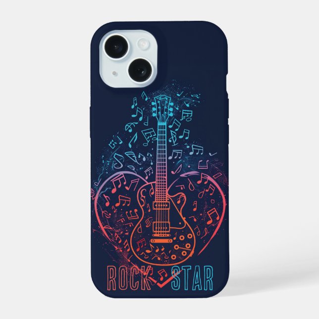 Gitarrenherz iPhone 15 Hülle (Rückseite)