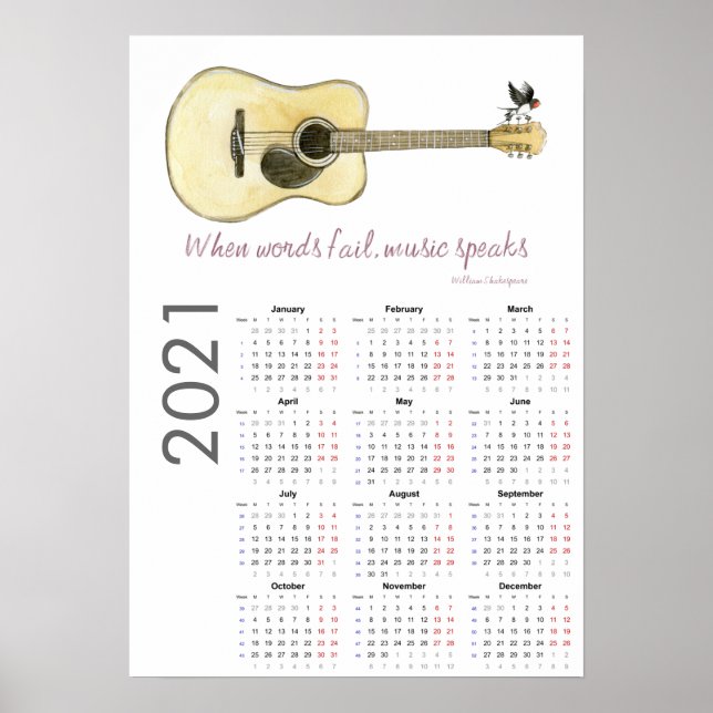 Gitarrenkalender 2021 Poster (Vorne)