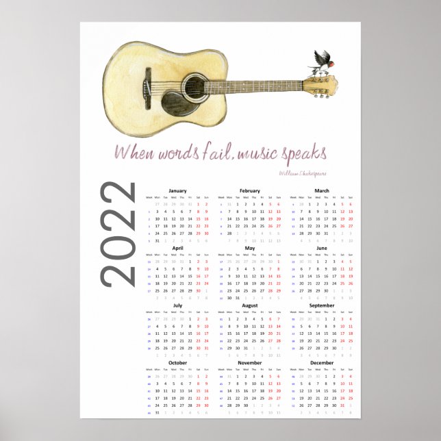 Gitarrenkalender 2022 Poster (Vorne)