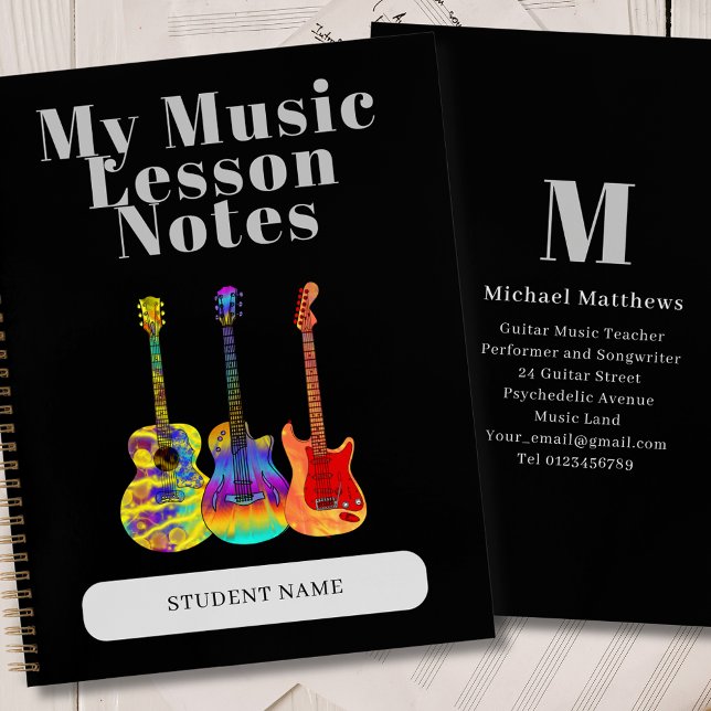Gitarrenlehrer Custom Student Music Lesson Notizbuch (Guitar teacher musical instrument lessons custom music student notebook)