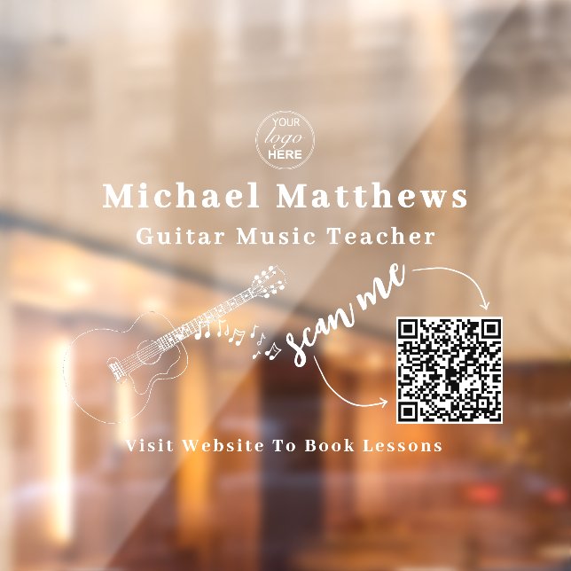 Gitarrenlehrer Musikunterricht QR-Code Fensteraufkleber (Blatt 2)