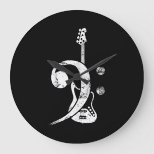Gitarrenliebhaber Bassschlüssel Bassgitarre Große Wanduhr