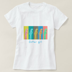 Gitarrenmädchen Pastel Retro Moderne Musik T-Shirt