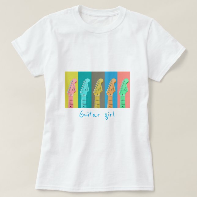 Gitarrenmädchen Pastel Retro Moderne Musik T-Shirt (Design vorne)