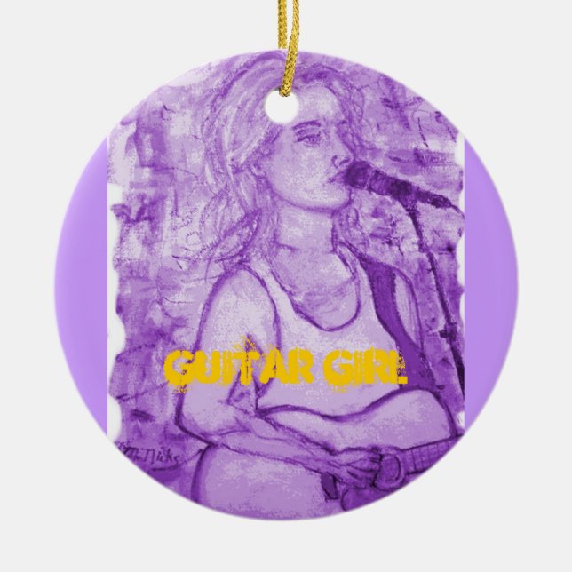 Gitarrenmädchenkunst Keramik Ornament (Vorne)
