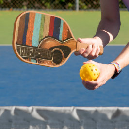 Gitarrenmalerei mit gestreiftem Hintergrund Pickleball Schläger