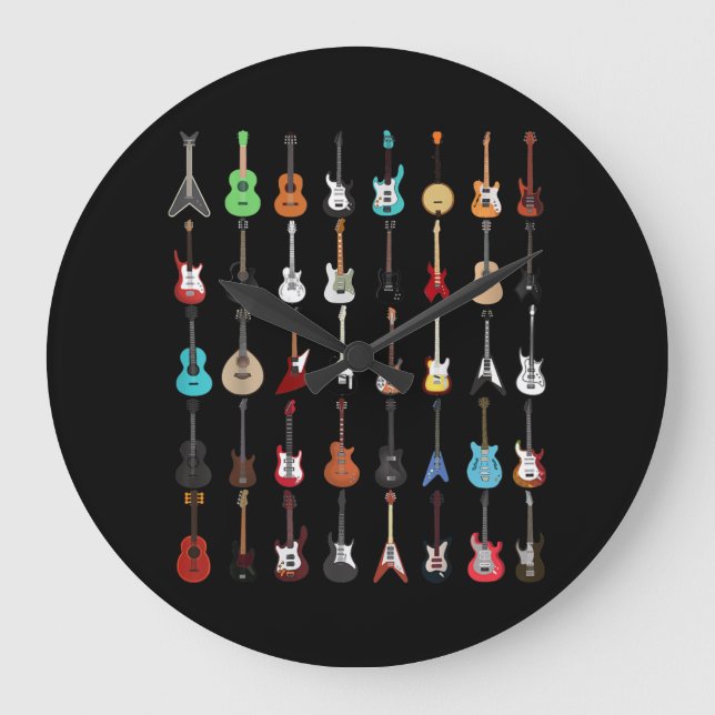 Gitarrenmusik Instrument Rock and Roll Große Wanduhr (Vorderseite)