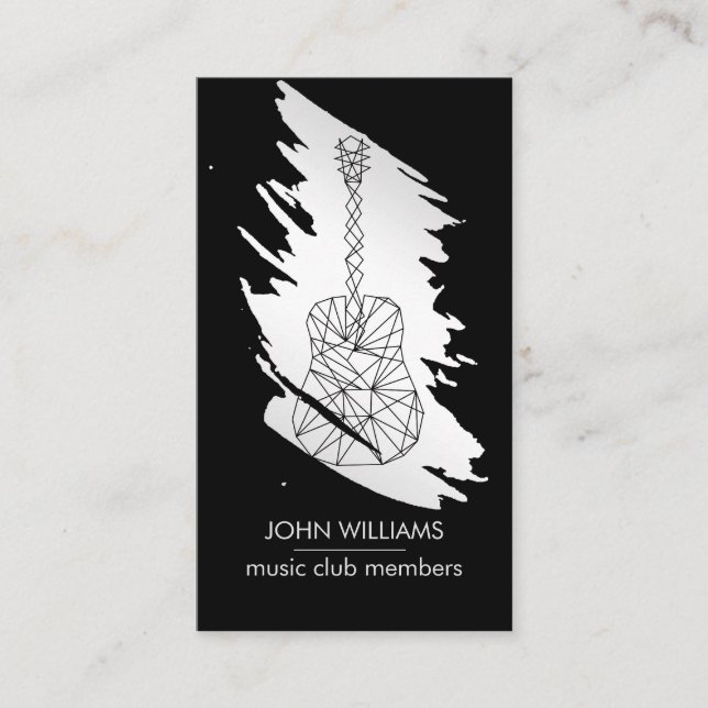 Gitarrenmusik World Teacher Player Silver Gray Visitenkarte (Vorderseite)