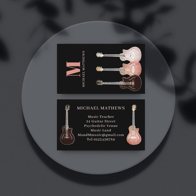 Gitarrenmusiker und Musiklehrer Visitenkarte (Guitar music teacher business card)