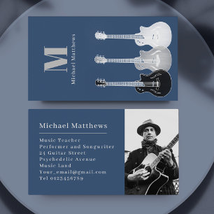 Gitarrenmusiklehrer Berufsmusiker Foto Visitenkarte