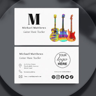 Gitarrenmusiklehrer-Logo und individuelle soziale  Visitenkarte