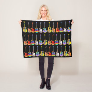 Gitarrenmuster Bunt Fleecedecke