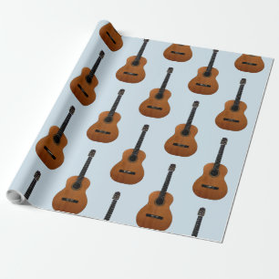 Gitarrenmuster Musikinstrument Blau Geschenkpapier