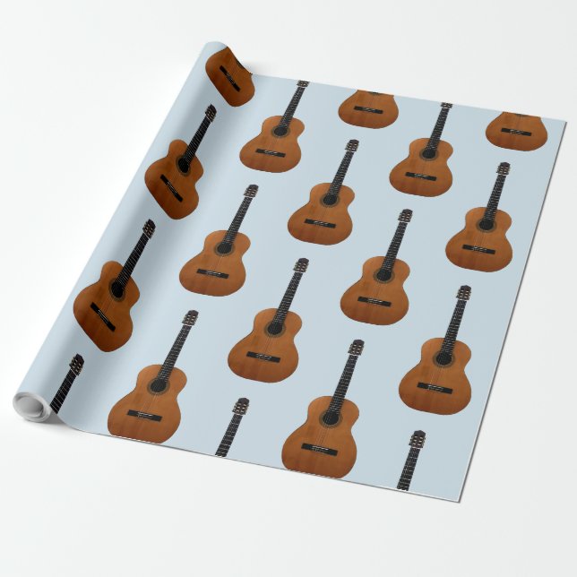 Gitarrenmuster Musikinstrument Blau Geschenkpapier (Ungerollt)