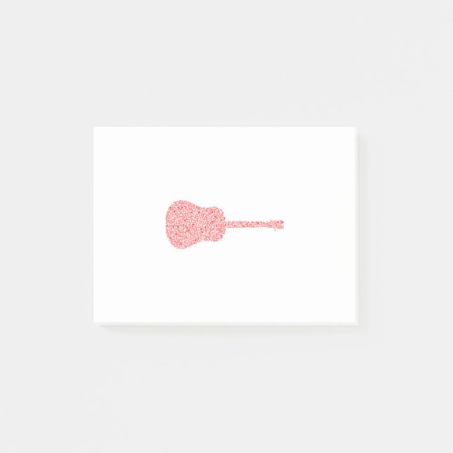 Gitarrennoten in Rot Post-it Klebezettel (Vorderseite)