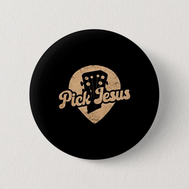 Gitarrenplättchen Jesus Musik Pastor Frohe Ostern  Button (Vorderseite)