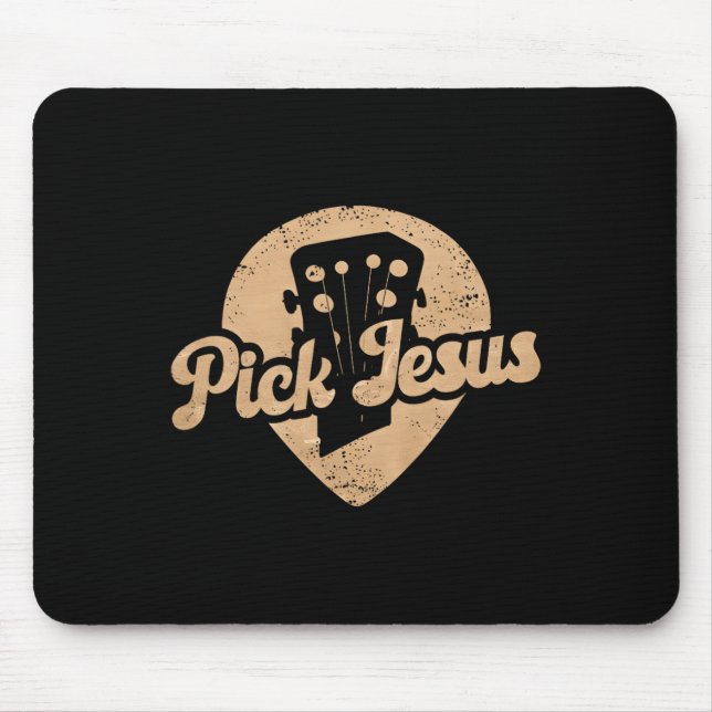 Gitarrenplättchen Jesus Musik Pastor Frohe Ostern  Mousepad (Vorne)