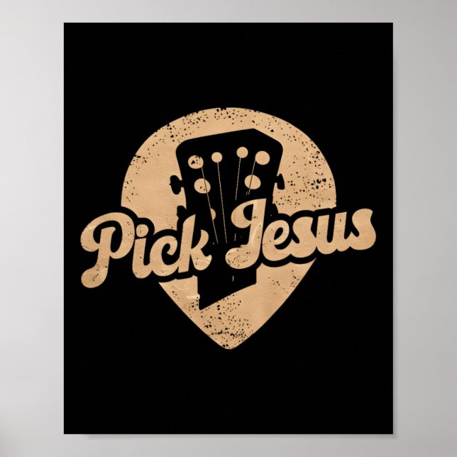 Gitarrenplättchen Jesus Musik Pastor Frohe Ostern  Poster (Vorne)