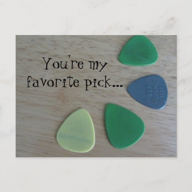 Gitarrenplättchen mit Sprüchen Postkarte (Vorderseite)